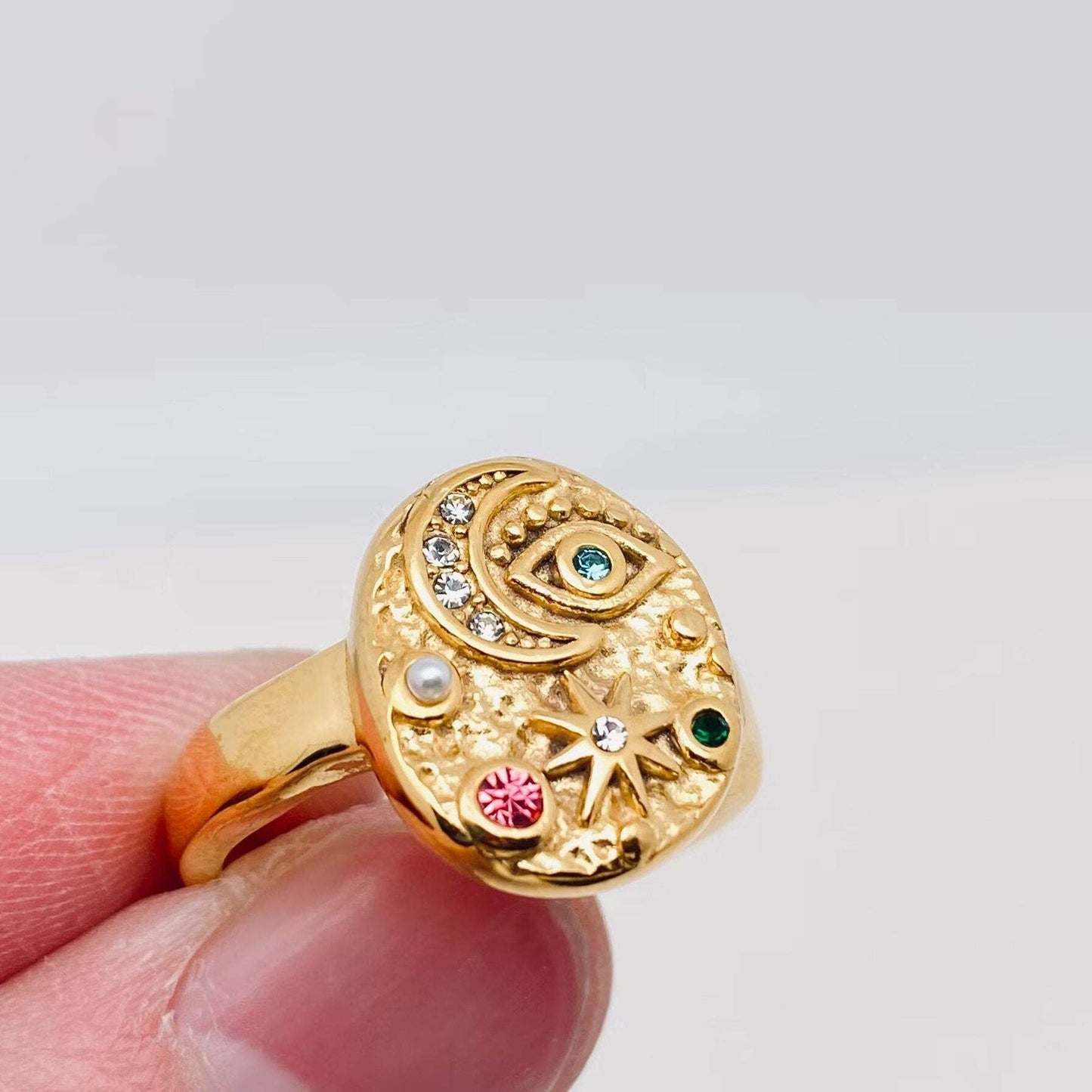 Star Moon Eye Ring