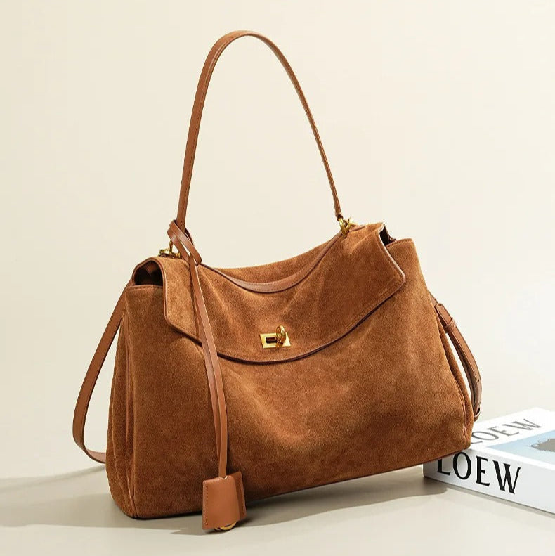 Kelly Suede Leather Handbag