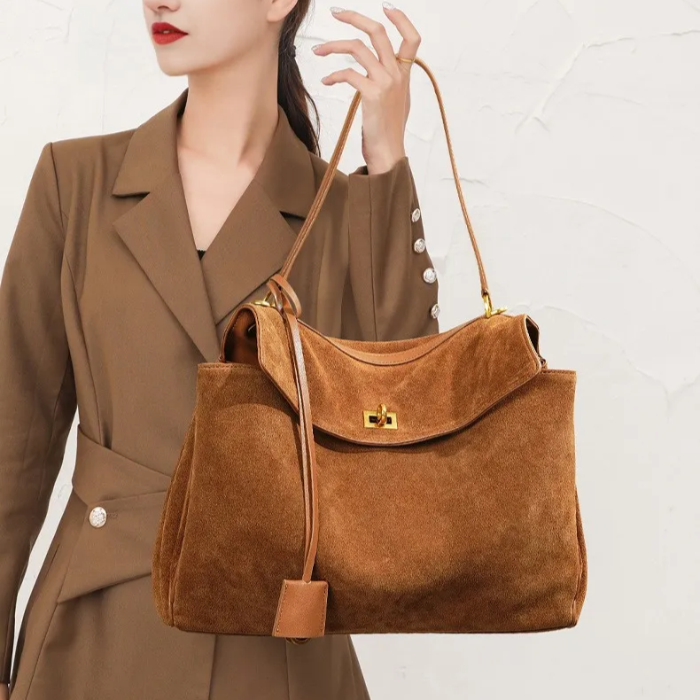 Kelly Suede Leather Handbag