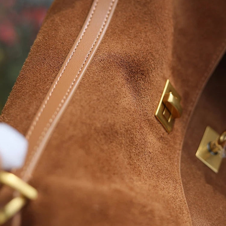 Kelly Suede Leather Handbag