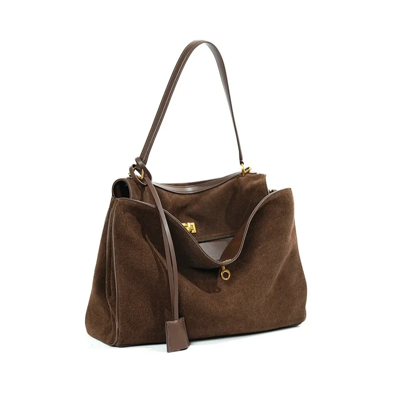 Kelly Suede Leather Handbag