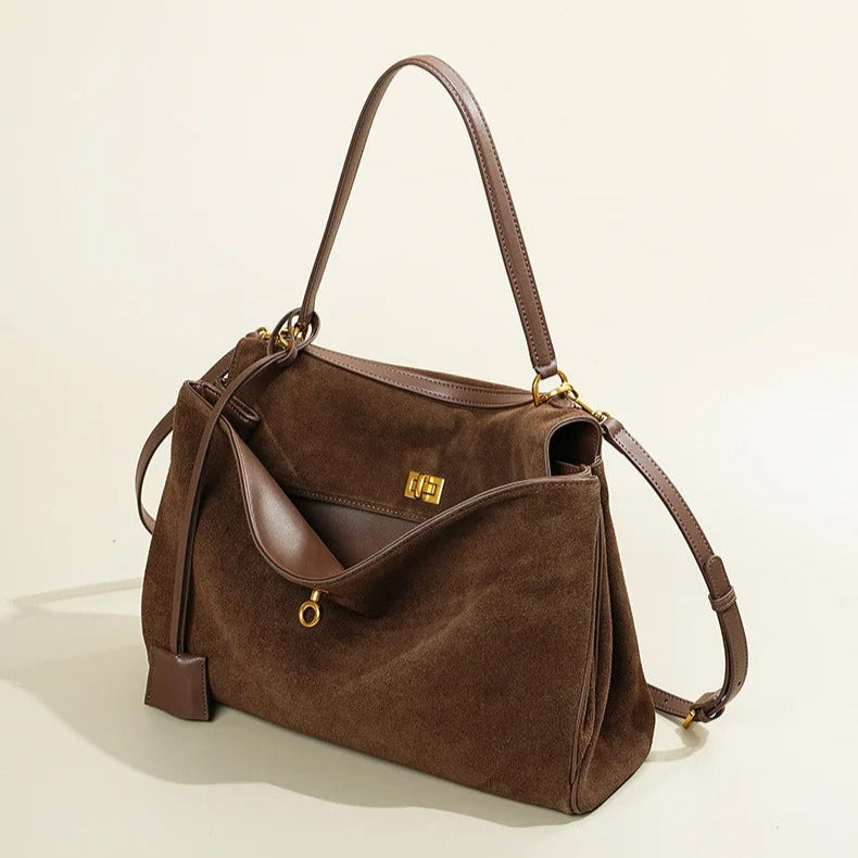 Kelly Suede Leather Handbag