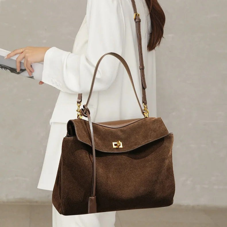 Kelly Suede Leather Handbag