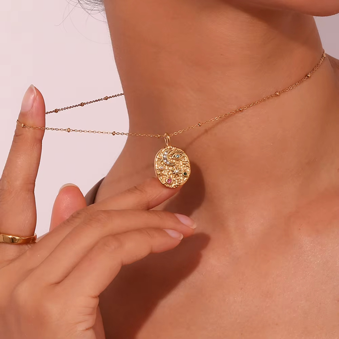 Stellar Eye Set - Necklace Earrings 18k Gold