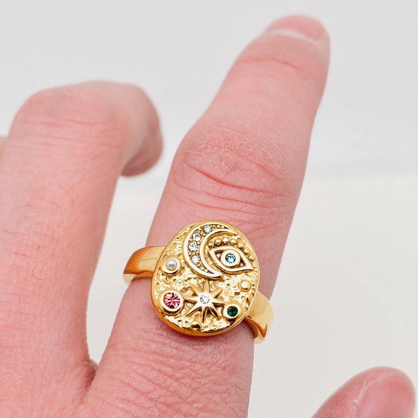 Star Moon Eye Ring