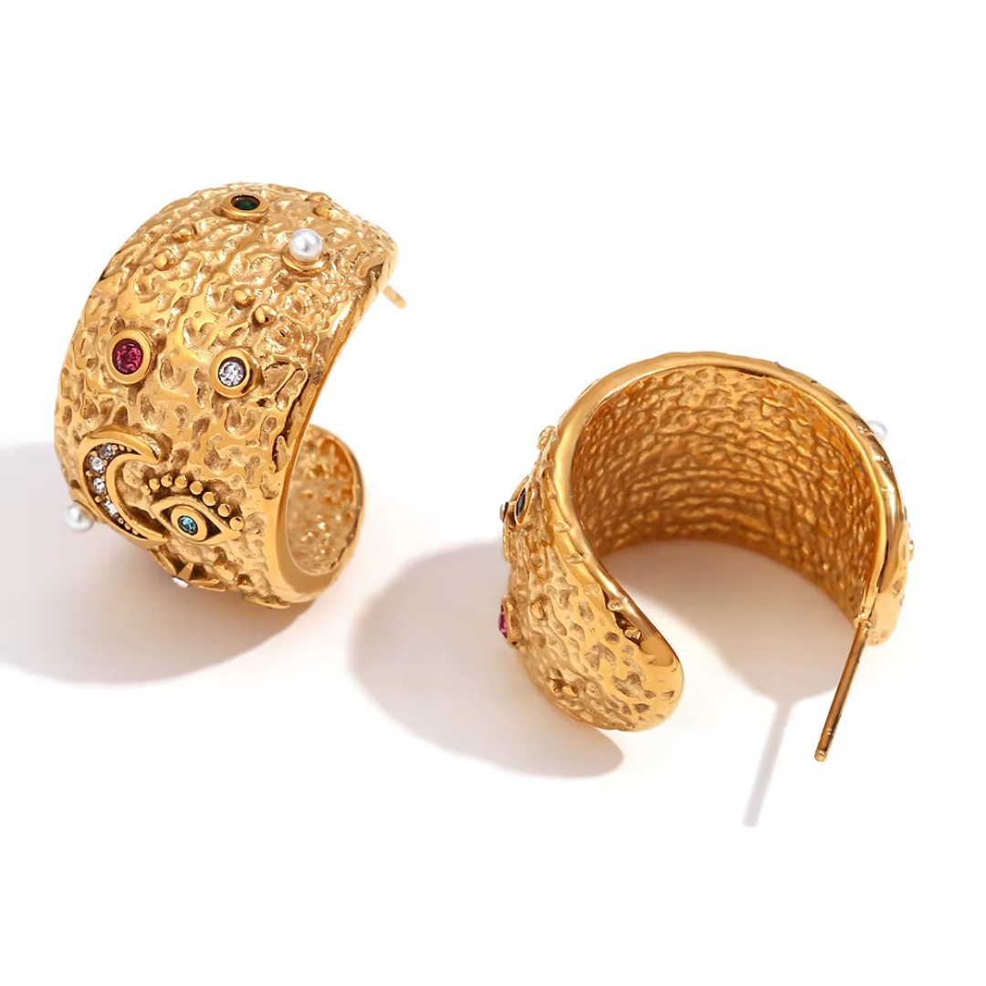 Stellar Eye Set - Necklace Earrings 18k Gold