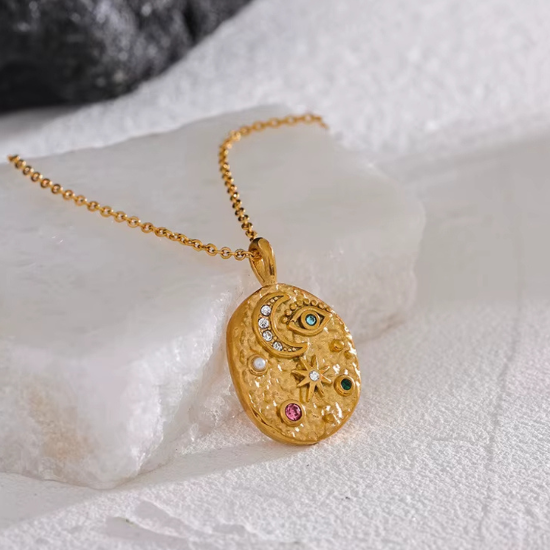 Stellar Eye Set - Necklace Earrings 18k Gold