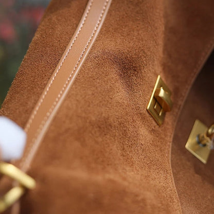 Kelly Suede Leather Handbag