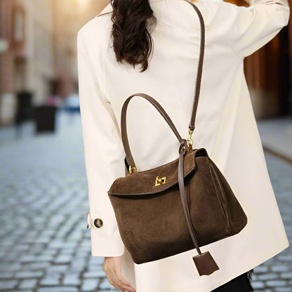 Kelly Suede Leather Handbag