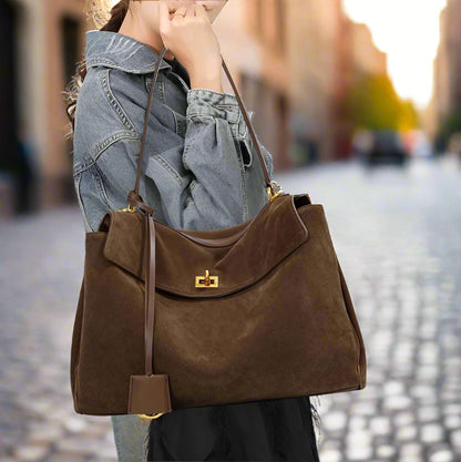 Kelly Suede Leather Handbag